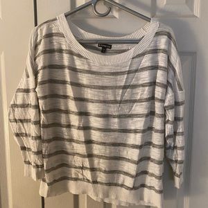 Express gray and white sweater